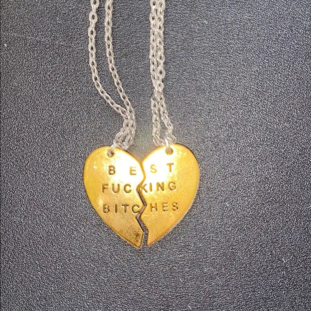 Best Fucking Bitches heart necklaces
